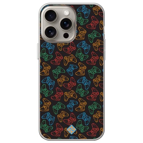 Movilshop Hülle für [iPhone 15 Pro Max] Zeichnung Gamer [Xbox Controller] Flexible Silikon Transparent Case Cover Gel für Smartphone