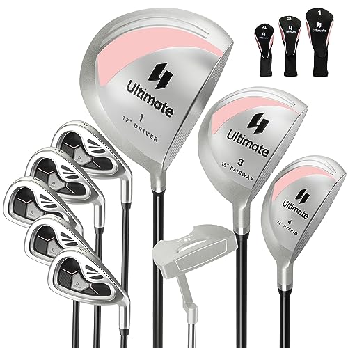 GYMAX Komplettes Golfschläger Set für Damen, 12-teiliges Golf Set mit Schlägerhauben, inkl. 1# Driver, 3# Fairway, 4# Hybrid, 6# & 7# & 8# & 9# & P# Eisen, Putter