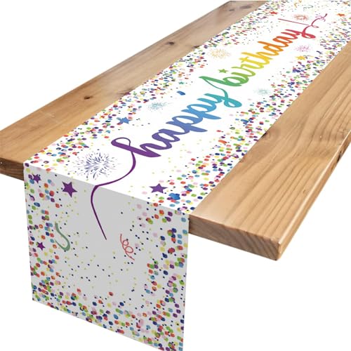 Tischläufer Geburtstag,Bunt Tischläufer Geburtstag Dekoration Gute Zum Geburtstag Tischläufer Tisch Deko für Kinder Mädchen Jungen Geburtstag Party Dekoration 180 x 35cm