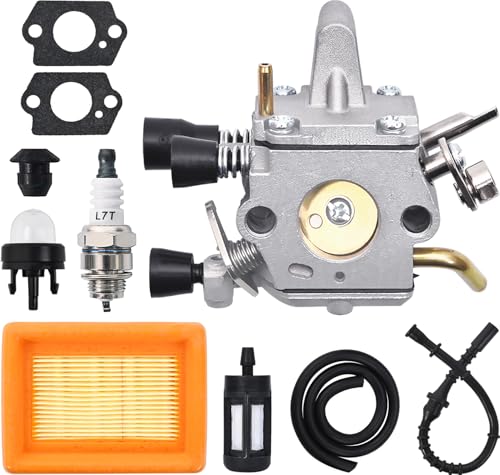 Vergaser für STIHL FS120 FS200 FS250 FS300 FS350 Freischneider, JRISBO Motorsense Zubehör FS 250 Vergaser Kit Ersatzteile 10 in 1 Vergasersatz mit Dichtung, Luftfilter, Zündkerze