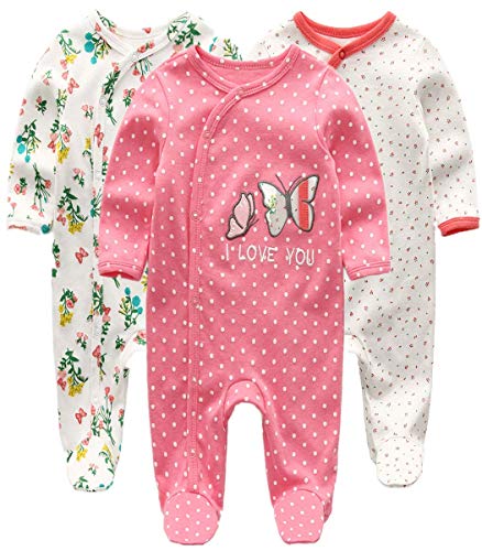 Kiddiezoom Baby-Jungen Mädchen Schlafstrampler, 3er Pack