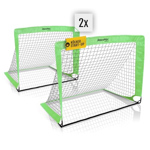 Racetex 2er Fußballtor Kinder Set - Fußball Tore inkl. nützlicher Tasche zum Transportieren - Version mit verstärkten Glasfaserstangen - Fussballtore für den Garten oder Park