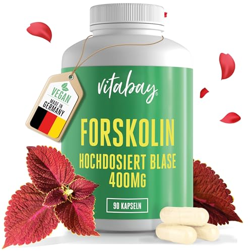 Vitabay Forskolin 400mg - 90 Kapseln aus Coleus Forskohlii Extrakt - Forskolin Hochdosiert Blase - Forskolin Blase Forskolina Forskolin Kapseln - Forscolin Foskolin Forskolin Pulver Forskolin Coleus