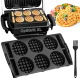 Homgaty Waffelplatten kompatibel mit Tefal OptiGrill XL, 4in1 XL, 2in1 XL, Elite XL, Plus + XL, Elite Plus XL, Waffeleinsatz und Küchenpinsel aus Silikon für Belgische Waffeln, Zubehör