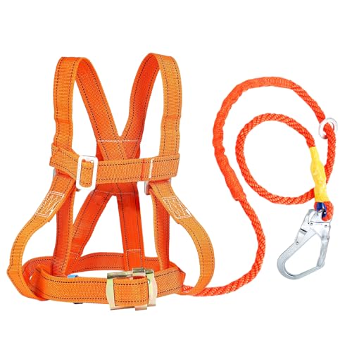 Magicbox Absturzsicherung Sicherheitsgurt [EN 361] | Professioneller Ganzkörper-Auffanggurt Set mit 2M Seil & Stahlkarabiner | Verstellbar 50-120cm für Dachdecker, Industrie, Höhenarbeit