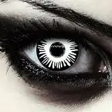 DESIGNLENSES, farbige Tageslinsen Kontaktlinsen, weiß und schwarz, ohne Sehstärke für Halloween Kostüm als Zombie, Karneval, Vampir & Cosplay - 2 Stück (1 Paar) weisse Augenlinsen