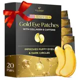 Plantifique Augenpads Gegen Augenringe und Tränensäcke - 20 Paar Gold Eye Pads mit Kollagen, Koffein - Augenmaske Under Eye Patches Mask - Augen Pads Geschenk zum Valentinstag