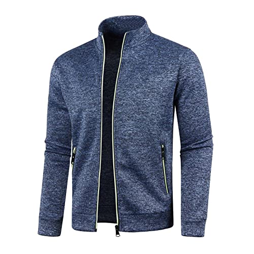 Rrongwn Sweatjacke Herren Ohne Kapuze Klassisch Sportjacke Leichte Jacke Stehkragen Trainingsjacke Strickjacke mit Taschen Freizeitjacke Softshelljacke