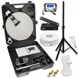 PremiumX Mobile Camping SAT Anlage Antenne TV Receiver Satelliten-Finder Single LNB 10m Kabel F-Stecker Koffer Stativ