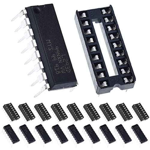 DAOKAI 10 Stück L293D Schrittmotortreiber Controller DIP16 4 Kanal Motortreiber Chip für Arduino mit 10 Stück 16P IC Sockel