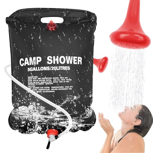 Traxenta 20l Camping dusche, solardusche Camping, campingdusche solar abnehmbare und tragbare, duschsack mit EIN-/abschaltbarem Duschkopf, reisedusche mit abnehmbarem Schlauch für Outdoor Reisen