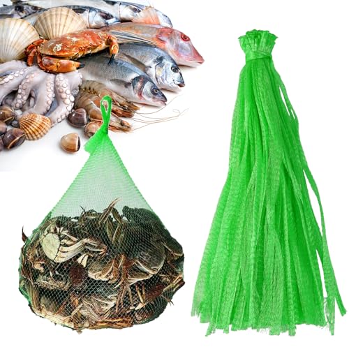 Mordx Wiederverwendbare Kunststoff-Netzbeutel, 50,8 cm, für Meeresfrüchte, Küchenorganizer, Verpackungsbedarf, Netz, Gemüse und Obst, Meeresfrüchte, Kunststoff-Netzgurt, 100 Stück (grün)