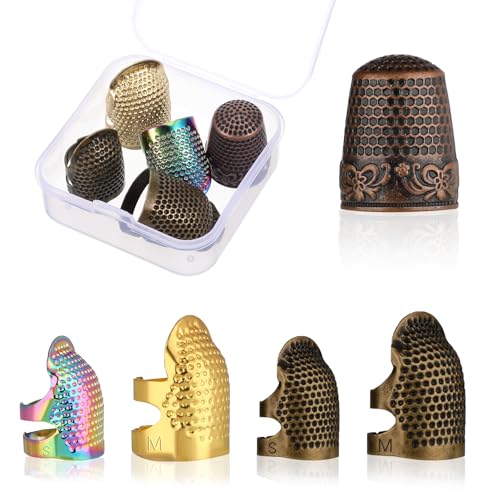 Fingerhut, 5 Stück Nähen Fingerhut Nähen Fingerschutz aus Metall verstellbarer handgefertigter Fingerhut zum Nähen,Sticken,Basteln,Handnähen (3 Größen)