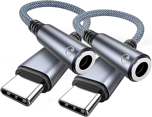 Highwings Adapter USB c auf Klinke USB Typ C auf 3,5 mm Kopfhörer Adapter 2 Pack Audio Aux USB c Adapter Sam-Sung S22/S21/S20/S20,FE/Note20/Note10,Hua-wei P40/P30 Pro/P20/P20 Pro Grau