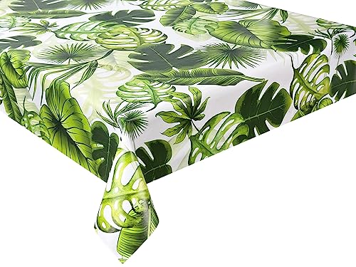 Wachstuch Tischdecke abwaschbar Gartentischdecke, Viele Größen und Designs, wasserabweisend (Grün Blätter– WF-5236A, 100x140 cm)