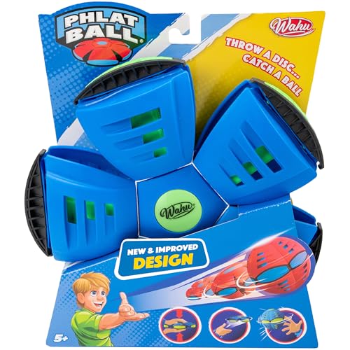 Wahu - PHLAT BALL Classic - Blau - Frisbee & Ball in Einem – Transformierbare Wurfscheibe – Outdoor-Spiel für Kinder ab 5 Jahren – 22,9 cm Frisbee, 15,7 cm Ball – Für Garten, Strand & Park
