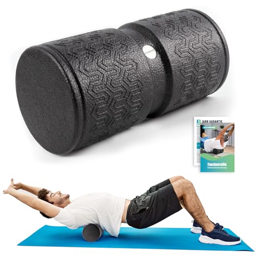 Gymerk Faszienrolle Wirbelsäule, Foam Roller Mittlere Härte, 30x15cm Faszienrolle Rücken zur Dehnung & Fitness des Rücken Wirbelsäule Beine für Faszien Training