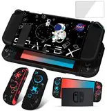 oqpa Schutzhülle für Nintendo Switch, niedliches Kawaii-Cartoon-Design, lustiges Schalterspiel für Mädchen und Kinder, Displayschutzglas + weiche TPU-Hüllen für Nintendo Switch (Astronaut)