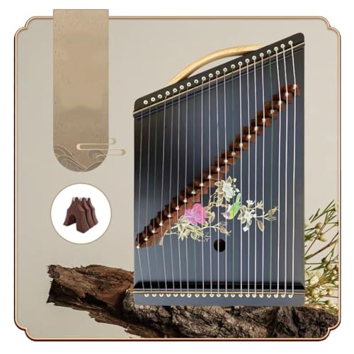 QXSJEDYCH Chinesische Guzhengs, 21 Saiten, Guzheng-Fingertrainer, geeignet for Anfänger/Profi, tragbarer Mini-Guzheng mit Zubehör, 53 × 32 cm Guzheng(Color:D)