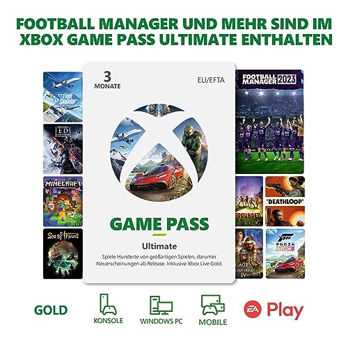 Xbox Game Pass Ultimate | 3 Monate | Mitgliedschaft beinhaltet Football Manager | Xbox & Windows 10/11 - Download Code