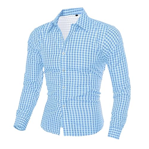 PTLLEND Herren Langarmshirt Button down Hemd Herren Blaues Herren Hemd Herren Hemd Winter Herren Hemd Hellgrün Latex Hemd Herren Hemd Herren Kurzarm Rot Herren Hemd L(Himmelblau,L)