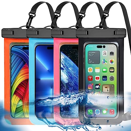 4 Stück Mehrfarbig universelle wasserdichte Handyhülle,Große wasserdichte Handytasche,Trockentasche (Schutz Level:IP68) Outdoor-Sport,für iPhone, Samsung und Bis zu 7,5 Zoll (Mehrfarbig, 4 Stück)