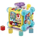 VTech Baby Spielspaß-Entdeckerwürfel – Interaktiver Spielwürfel mit Musik, Formen und beweglichen Elementen – Für Kinder von 12-36 Monaten, Schwarz