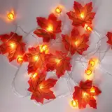 Auting Lichterkette Herbst, Ahornblätter Kürbis Lichterketten 3 Meter 20 LED Herbst Innen Batteriebetrieben, Herbst Lichterketten for Herbstdeko Erntedankfest und Weihnachtsdeko Halloween party deko