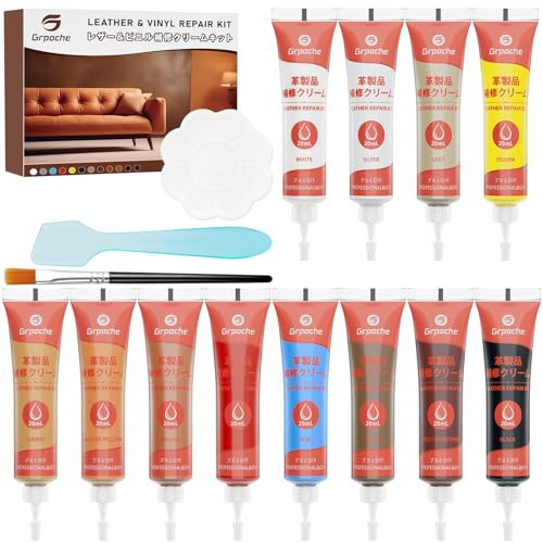 Leder Reparatur Set, 12 Farben Lederreparatur Creme, Leder Kratzer Reparatur Paste Ausbessern von Kratzern und Gebrauchsspuren für Sofa, Autositzen, Lederprodukten