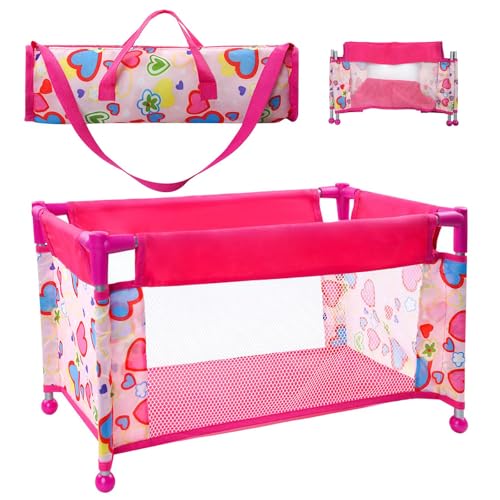 Puppenbett - Puppen Bett Spielzeug - Puppenreisebett - Puppen Reisebett,Puppen Zubehör,Reisebett mit Tasche und Zubehör