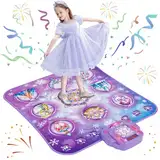 Tanzmatte Kinder Spielzeug Geschenke für Mädchen 3 4 5 6 7 8 9 Jahre, 2025 8 Tasten Tanzmatte mit Bluetooth, Fließendes Licht Kontrollsystem mit Ständern, Lila Prinzessin Geschenk für 3-12 Mädchen
