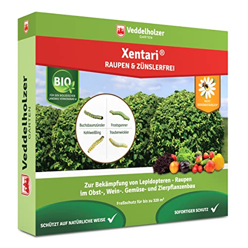 Veddelholzer Xentari® 8 x 2g Raupen & Zünslerfrei gegen Buchsbaumzünsler, Raupen & Schadraupen. Xentari Raupenfrei Buchsbaumzünsler Spritzmittel für Bio Landbau geeignet Nicht Bienengefährlich.