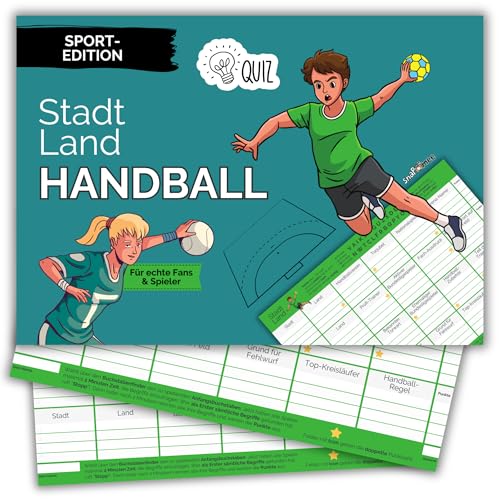 Stadt Land Handball by snaPmee - Geschenk für Spieler, Trainer & Fans - Quiz Spiel Handballverein - 50 Blatt Din-A4