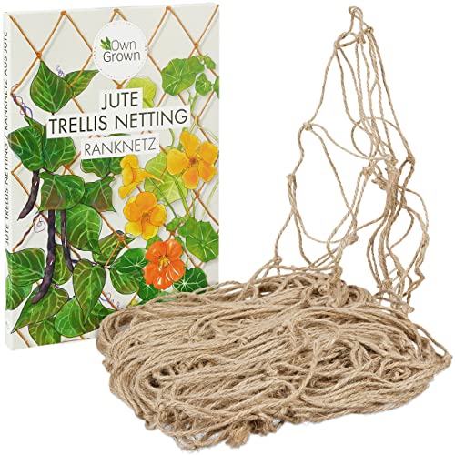 Rankhilfen für Kletterpflanzen : 180x180cm Jute Ranknetz für Gurken – Tomaten Rankhilfe – Rankhilfe für Bohnen – Pflanzennetz Abbaubar und Unbehandelt – Natürliche Pflanzen Kletterhilfe von OwnGrown