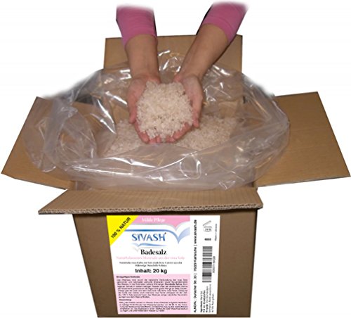 SIVASH-Badesalz - naturbelassenes Meersalz, 20kg Karton (40 Bäder), mild, unraffiniert, aus rosa sole. Rosa Sole-Farbe dank Beta-Carotin aus Mikroalgen Dunaliella Salina. Schönes Badevergnügen auch bei Neurodermitis, Psoriasis, Rheuma