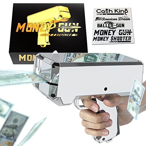RUVINCE Geld Pistole Shooter Geldpistole für Filme, die echt Aussehen, Requisitenpistole Make it Rain, Handheld Geldpistole für Spiel Filme Party