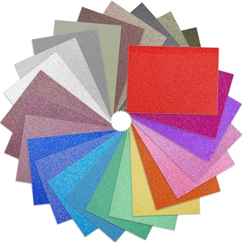 VGOODALL 25 Blatt Glitzerpapier zum Basteln, 25 Farben 300g/m² Glitzer Papier A4 Bunt Glitzer Bastelpapier Glitzer Karton zum Basteln und Gestalten