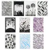10Pcs Prägeschablone, Stanzschablonen,Prägefolder Embossing folder, Prägeschablonen für Stanzmaschine,Alles Gute zum Geburtstag Kunststoff Präge Ordner für Kunststoff Vorlage Handwerk, Scrapbooking