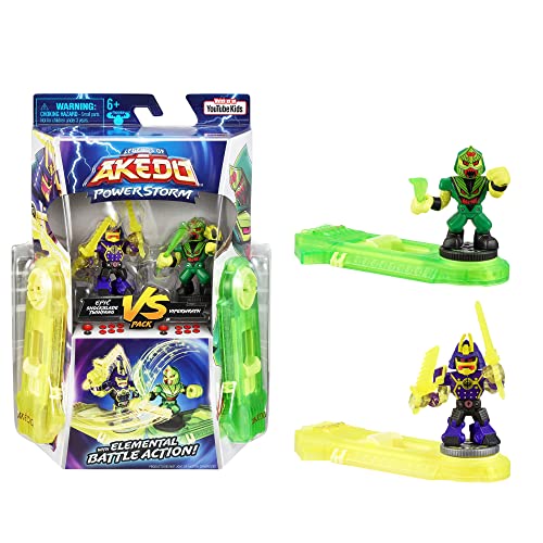 Akedo Legends of Powerstorm Versus Pack 2 Mini Battling Warriors and 2 Battling Controllers Epic Shockblade Twinfang Versus Viperwrath