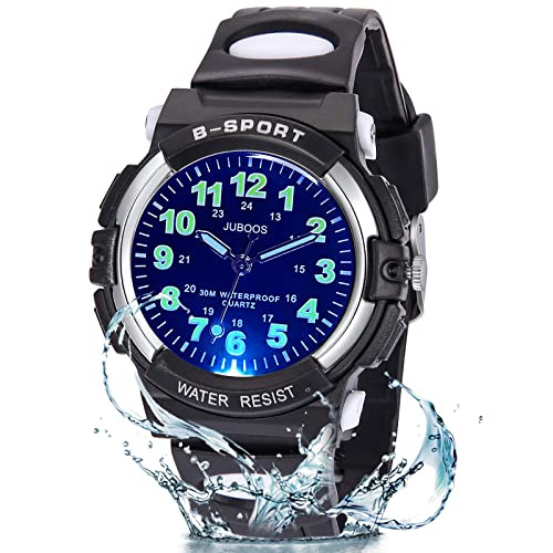 Juboos Neue 7-Farbige Kinderuhren, Kinderuhr Jungen Mädchen Analog Quartz Uhr mit Armbanduhr Kautschuk Wasserdicht Outdoor Sports Uhren 5-16