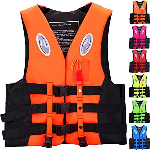 NURCIX Schwimmweste für Erwachsene Kinder, Erwachsene 20-120 kg Auftriebsweste, Rettungsweste Schwimmhilfe mit Überlebenspfeife, für Kajakfahren, Angeln, Surfen (Color : E, Size : L)