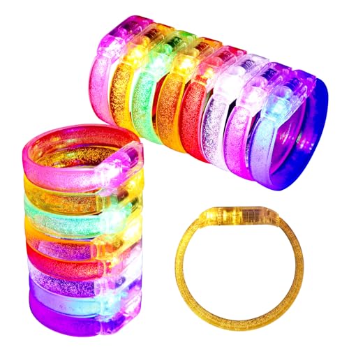 16Pcs LED Leuchtarmbänder–Blinkende Sicherheitsarmbänder für Nachtaktivitäten, Joggen, Laufen, Hundewandern & Outdoor-Sport | Party Gadgets für Konzerte, Festivals, Kindergeburtstag