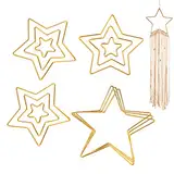 Gukasxi 12 Stück Gold Metallring Makramee Floral Hoops Ringe Kranz für Kranz Hochzeit Dekor, Traumfänger und DIY Handwerk Basteln (Gold Stern)