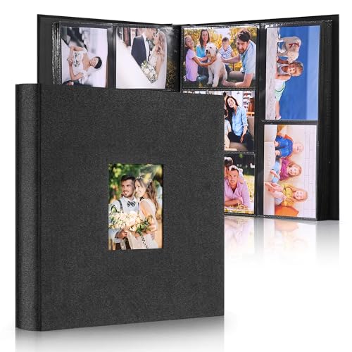 DazSpirit Großes Fotoalbum Einsteckalbum für 600 Fotos (10x15 cm) - Leinenbindung, Personalisierbar, Ideal für Familie, Hochzeiten, Reisen & Baby-Erinnerungen, Fotobuch zum Einstecken, Schwarz