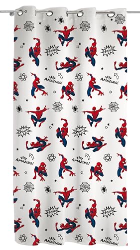 Spiderman, Vorhang mit Ringen, Vorhang für Kinderzimmer, Vorhang für Innenräume, 140 x 290 cm, Marvel, offizielles Produkt, Einzelpaneel