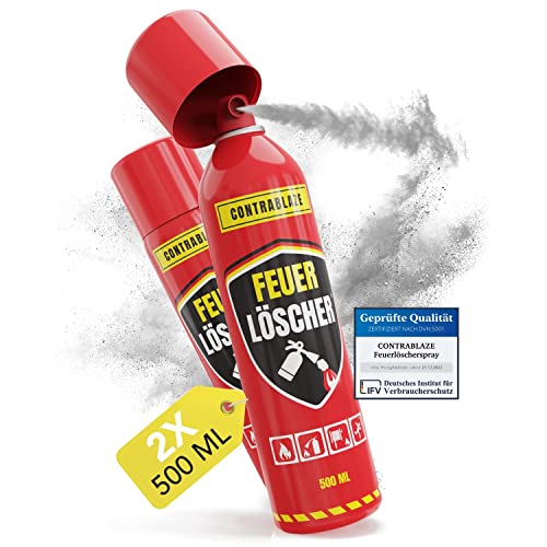 Feuerlöschspray 2er Set - jeweils 500ml - für mehr Sicherheit im Alltag - Idealer Fettbrandlöscher für die Küche - Perfekt als Mini Feuerlöscher Auto - Löschspray sofort & sicher einsatzbereit