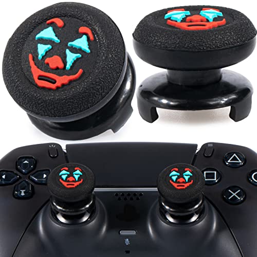 Playrealm FPS Thumbstick Extender &Textur Gummi Silikon Griffabdeckung Thumb Grip Aufsätze 2 Sätze für PS5 Dualsenese & PS4 Controller(Joker Schwarz)