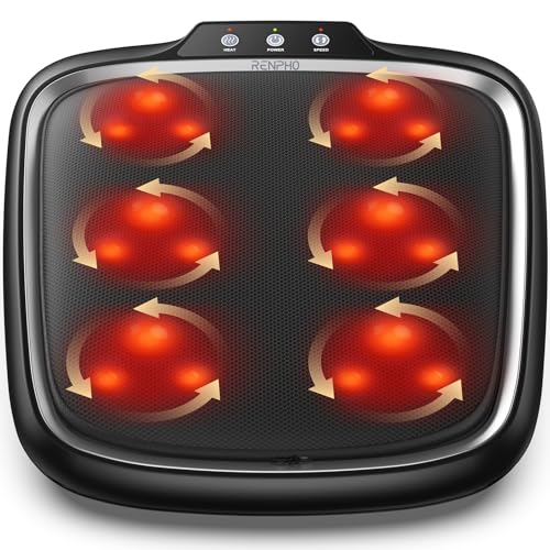 RENPHO Fußmassagegerät mit Wärme, Shiatsu Fussmassagegerät Elektrisch,18 Flexible Kneading Massageköpfen, Fussmassagegerät für Plantar Fasciitis, Vatertagsgeschenk für Papa