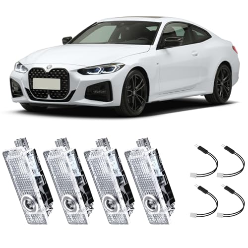 Sylswx 4 Stück Autotür Licht Projektor Türbeleuchtung Anwendbar auf 1 2 3 4 5 6 7er M GT X1 X3 X4 X5 X6, Türprojektoren Einstiegsbeleuchtung Unterbodenbeleuchtung Auto Zubehör