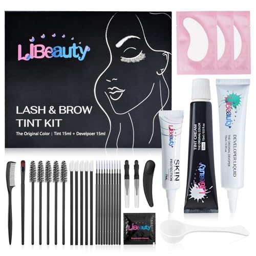 15ml Wimpernfarbe, Libeauty Augenbrauenfarbe Schwarz, Augenbrauen Kit, Große Kapazität, Wimpern Färben Set, Natürlicher Standardeffekt, für Den Heim- Und Salongebrauch